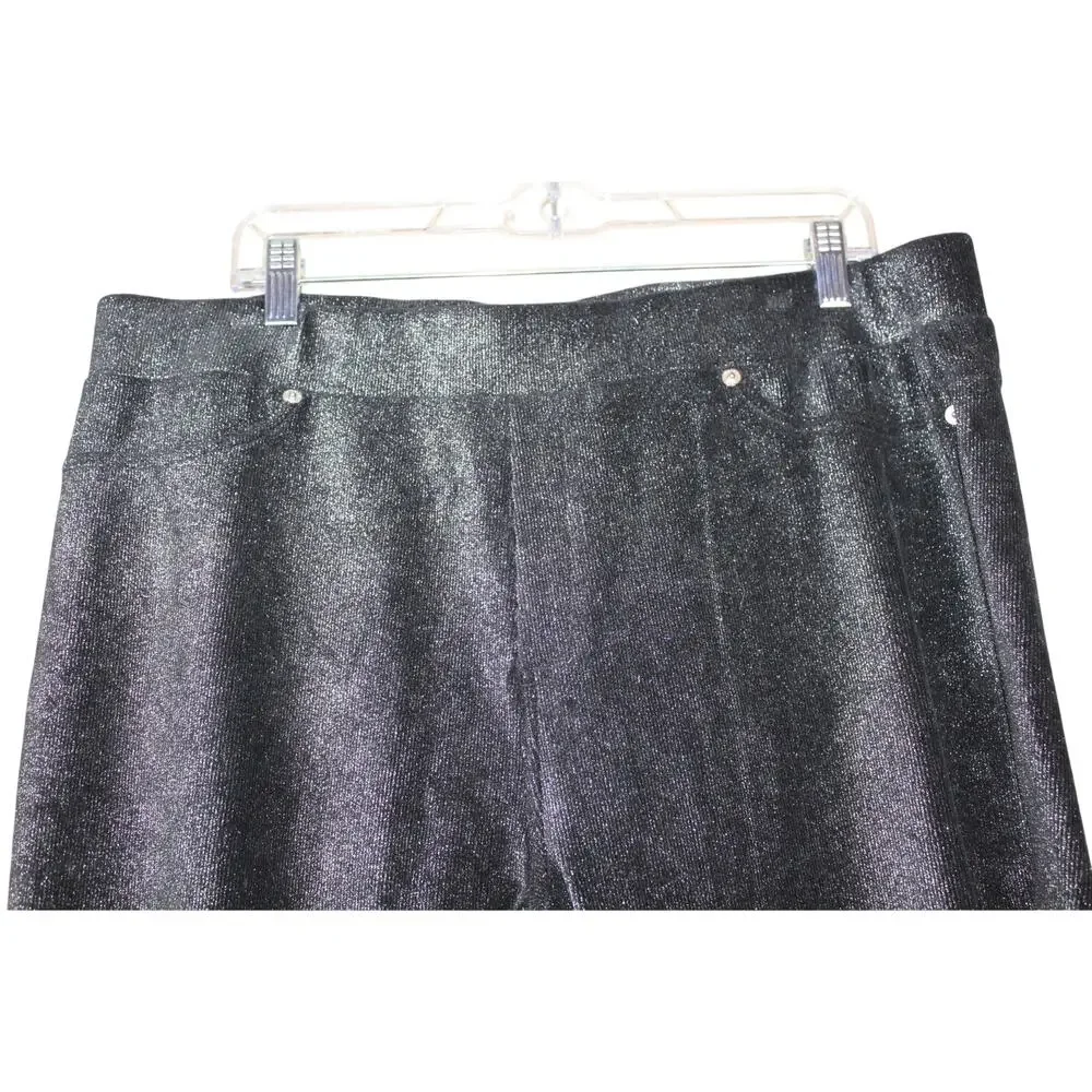 Michael Kors Black Sparkle Stretch Dressy Comfy Y2K Leggings Pants Plus Size